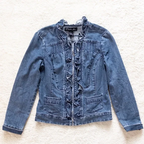 Denim Ruffle Jacket - Picture 7 of 8
